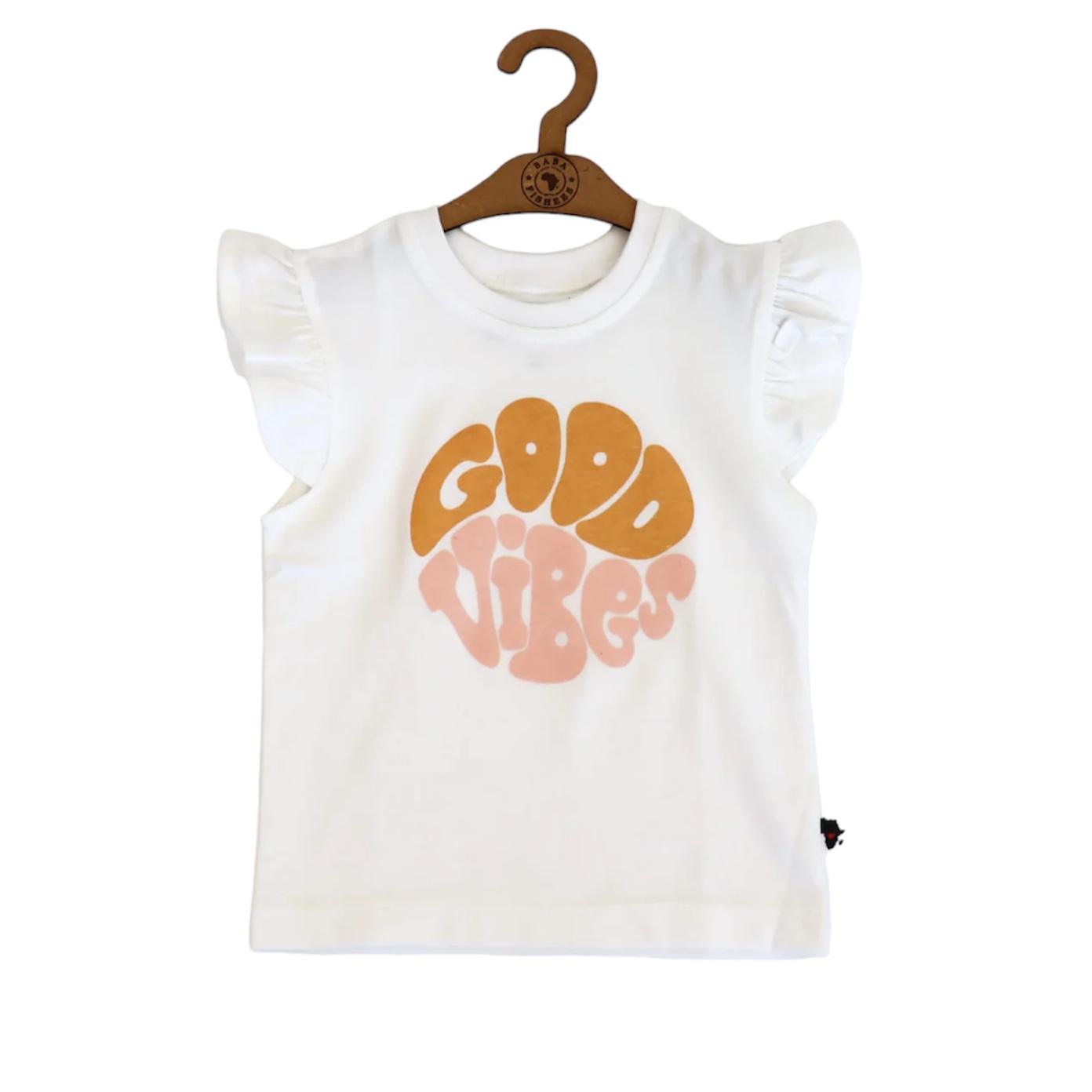 T&C Frilly Arm T-Shirt/GOOD VIBES
