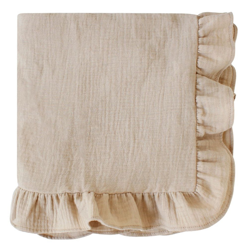 T&C Cotton Swaddle with Ruffle/OATMEAL