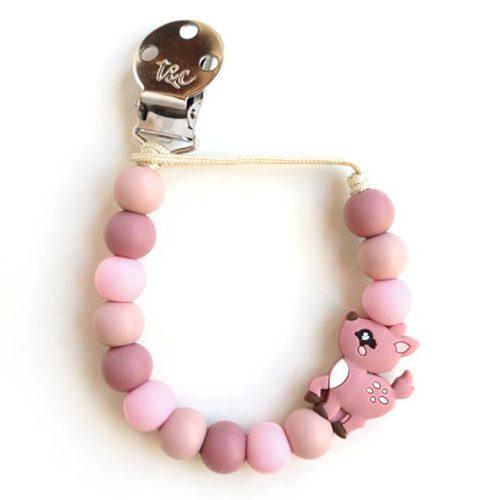 Muncher® Pacifier Clip - #127a Pink Deer