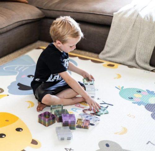 Reversible Play Mat - Happy Family and Car Track (Grey Edging) - Image 2