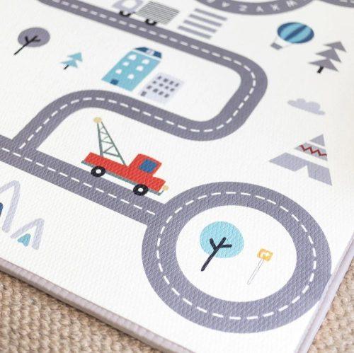 Reversible Play Mat - Happy Family and Car Track (Grey Edging) - Image 3